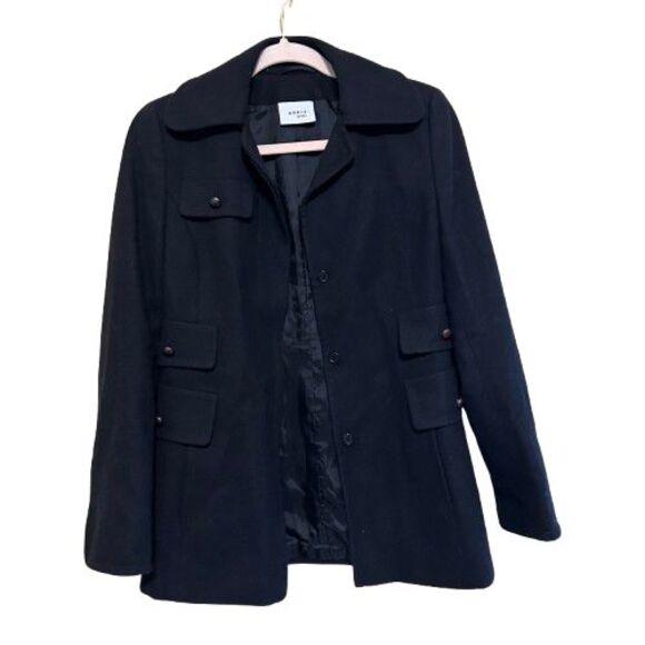 Akris Punto Wool Blend Coat Womens US 4 FR 36 Black Button Up Pockets Lined - Picture 1 of 8